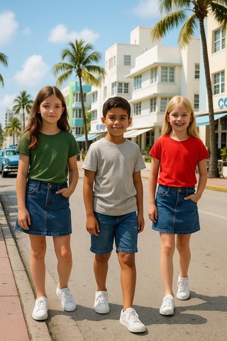 Çocuk Basic T-shirt Kız - Erkek Unisex %100 Pamuk 3'lü Süper Paket K-9