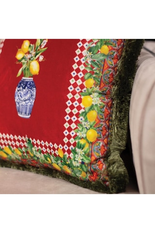 Renkli Limon Desenli Yastık/kırlent Dolgu Boncuk Elyaf, Ulusl. Yıkama Ve Solmama Sertifikası Çok Renkli