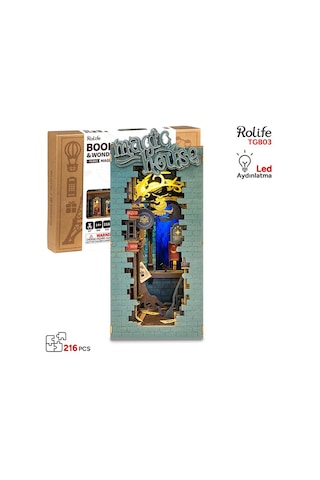 Rolife Tgb03 Magic House Kitap Köşesi Book Nook Dıy Minyatür Maket Model Seti Mini Dollhouse 3d Model Kit Detaylı Dekoratif Hobi Seti 3d Puzzle Tiny House