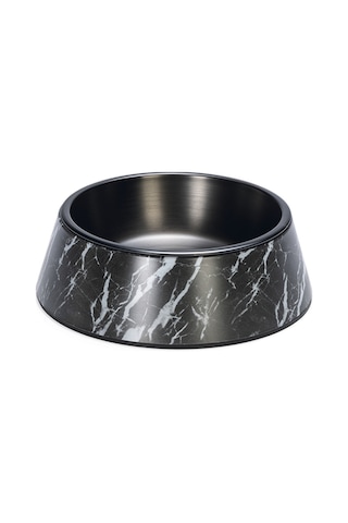 Beeztees Dbl Köpek Mama Su Kabı, Mat Siyah Paslanmaz Çelik, Siyah Mermer Görünümlü, 17,5cm, 350ml