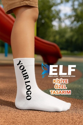 Kişiye Özel Baskılı Çorap Tasarlanabilir Beyaz