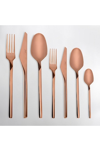 Jumbo 5100 Quartz Titanyum Bronz 12 Kişilik 84 Parça Çatal Kaşık Bıçak Seti Titanyum Bronz