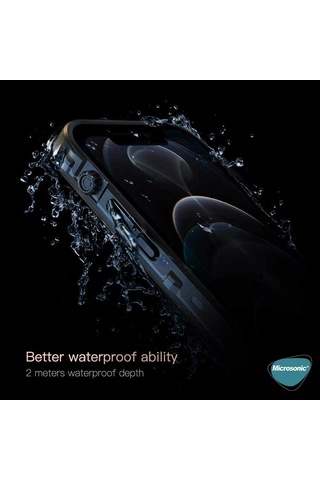 Microsonic Apple Uyumlu iPhone 12 Pro Kılıf Waterproof 360 Full Body Protective