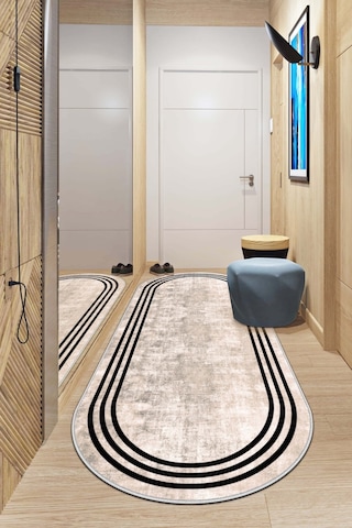 West Home Makinede Yıkanabilir Kaymaz Taban Leke Tutmaz Oval Modern Yolluk Ev Dekorasyonu İçin Bej Kesme Yolluk Wh413 Beige Oval Yolluk