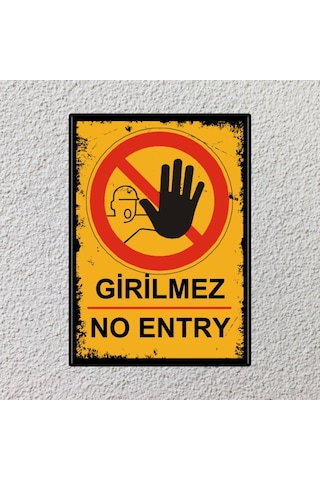 Girilmez No Entry Retro Vintage Ahşap Poster 366511