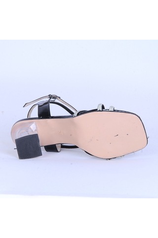 Moda Ayakkabı 533 Parlak Taşlı 7 Cm Şefaf Topuklu Ayakkabı Siyah