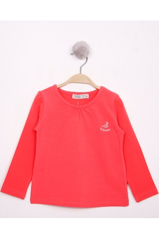 Toontoy Kids Toontoy Kız Çocuk Göğsü Princess Nakışlı T-shirt Nar Çiçeği
