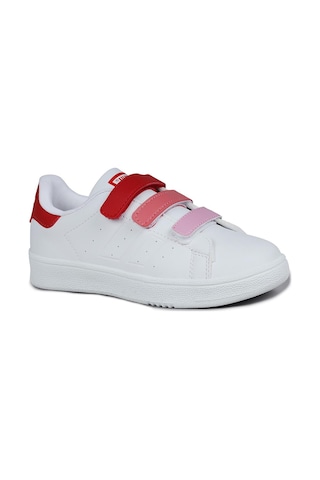 Jump 30110 Kırmızı - Beyaz Cırtlı Kız Çocuk Sneaker Günlük Spor Ayakkabı
