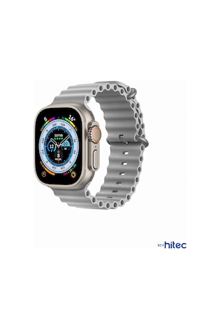 Schitec 42-49mm Yeni Nesil Apple Uyumlu Watch Akıllı Saat Kordonu Silikon Gri