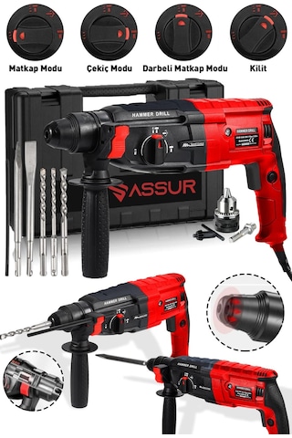 Assur Profesyonel Metal Şanzıman Kırıcı Delici Hilti Darbeli Matkap 2 - 28MM - 1800