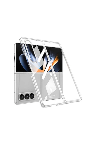 Samsung Uyumlu Galaxy Z Fold 4 Kılıf Zore Full Camlı Kıpta Kapak Renksiz