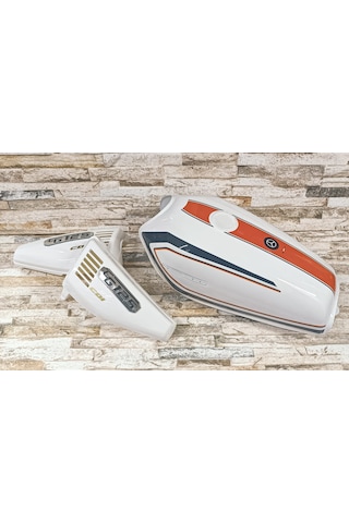 Cg Şeritli Benzin Deposu Ve Yan Kapak Takımı Beyaz