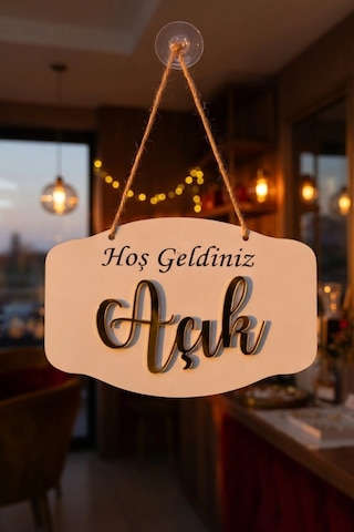 Pleksi Yazılı Modern Açık-kapalı Tabelası - Beyaz