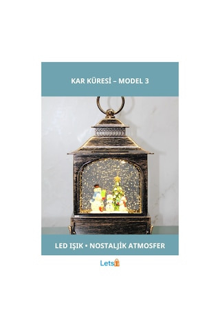 Yılbaşı Temalı Işıklı Müzikli Kar Küresi 23x14 Cm 1 Adet