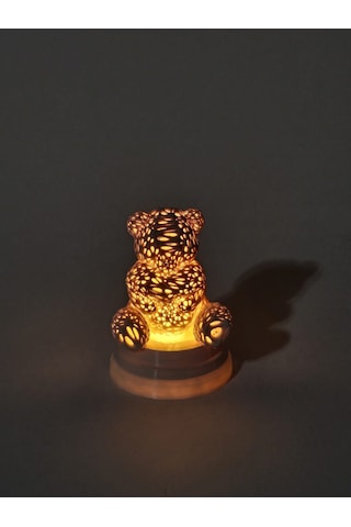Ledli Ayıcık Gece Lambası - Dekoratif 3d Maket Hediyelik Fildişi