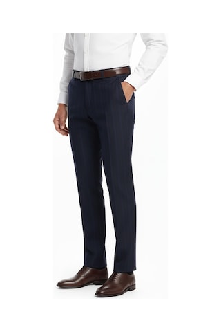 Erkek Regular Fit Çizgili Kumaş Pantolon Likra Kumaş Bgl-st05037 Lacivert