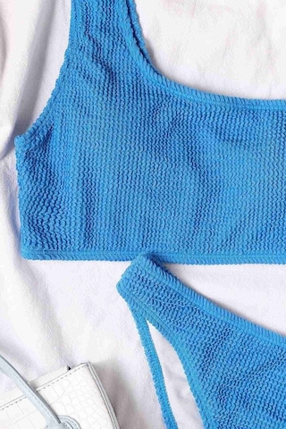 Angelsin Özel Fitilli Kumaş Bikini Takım Mavi 001