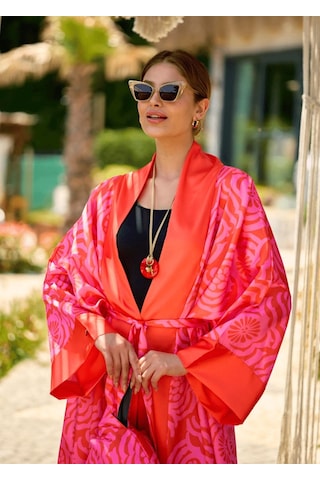 Mayovera Kimono - Dinamik Pembe Tasarım Pembe