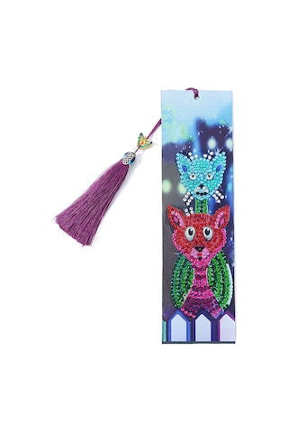 Ximistore9 Derim Yapımı Kedi Desenli Dıy Kitap İşareti - 21x6 Cm Boyutlu El Yapımı Alet Seti