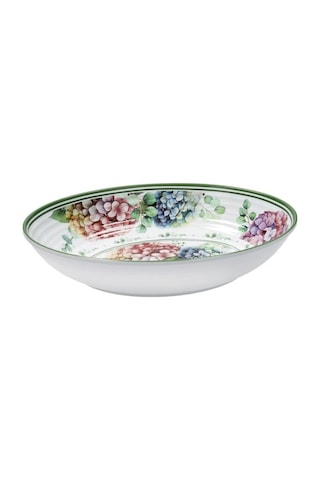 Oval Melamin Ortanca Desenli Tabak Yeşil
