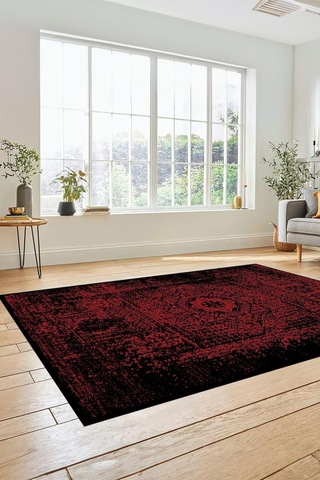 Evdeya Renkli Klasik Desen Dijital Kaymaz Taban Yıkanabilir Yolluk Mutfak Salon Halısı Klasik-12, Bordo, 40 X 60 Çok Renkli