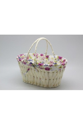 Ün-ev 7025 Oval Kulplu Krem Ekmek Sepeti