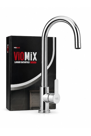 Viomix Kuğu Evye Eviye Bataryası Okyanus Serisi Uzun Borulu Yerli Üretim Krom