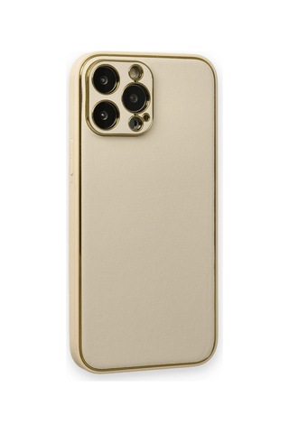 Apple iPhone Uyumlu 13 Pro Kılıf Coco Deri Silikon Kapa Ab6cd Gold