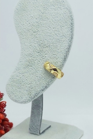 Caisyabutik Altın Kaplama Özel Seri Çelik Kıkırdak Küpesi 1,5 CM Altın