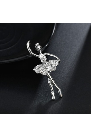 Flybuy Kristaller Gümüş Etek Dansçısı Çiçek Broş Balerinler Bale Ty Gümüş