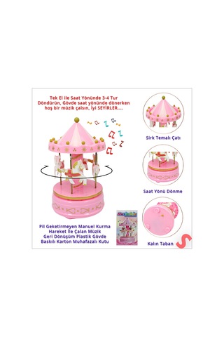 Atlı Karınca Müzik Kutusu, 17cm X 10cm - Pembe