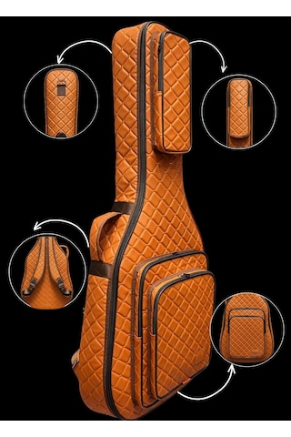 Kahverengi Profesyonel Gigbag Klasik Gitar Kılıfı-çantası-kahverengi Kapitoneli Suni Deri