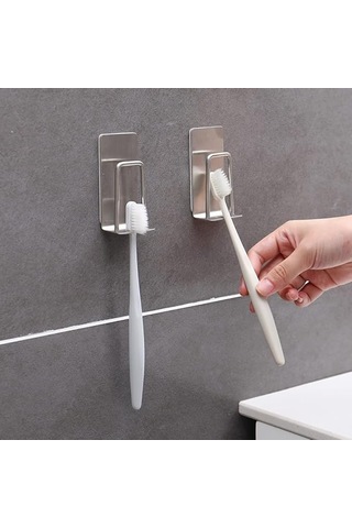 Ambalaj Paslanmaz Çelik Diş Fırçası Tutucu 2'si 1 Arada Duvara Monte Diş Fırçası Tutucu Ve Yapışkanlı Arka Yüzeyli Kupa Tutucu Banyo İçin Gümüş Diğer