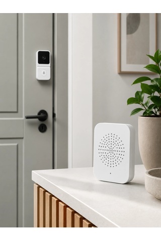 Beyaz Akıllı Güvenlik Kapı Zili Telefon Kontrollü Wi-fi Görüntülü Kapı Zili