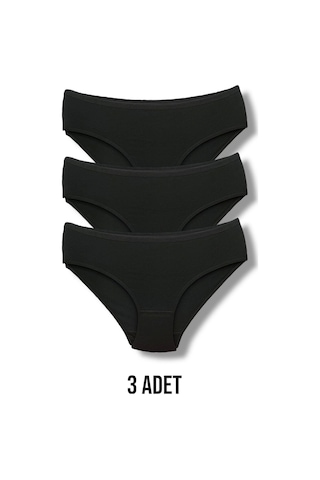 Erdenay Tekstil Yüksek Kalite Penye Kadın Bikini Külot 3'lü Siyah