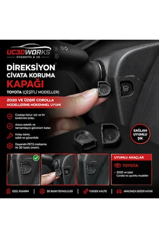Toyota Corolla Direksiyon Vida Koruma Kapağı 2020+ Siyah