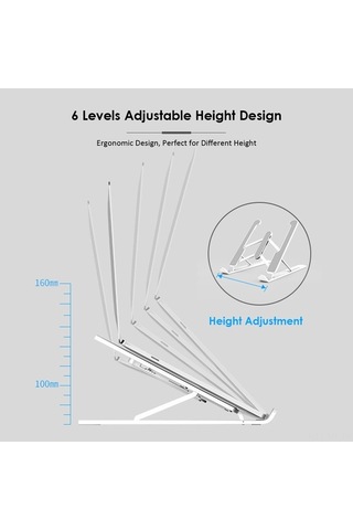 Novahub 6 Kademeli Ayarlanabilir Katlanabilir Dizüstü Bilgisayar Standı - Siyah - Ofis/ev Kullanımı İçin Optimize Edilmiş