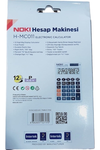 Masaüstü Hesap Makinesi 11x17 Cm 12 Basamaklı Orta Boy Güneş Enerjili 2 Yıl Garantili Beyaz Çok Renkli