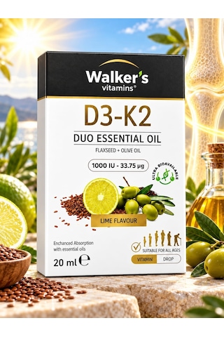 Walker' Vitamins D3 K2 20 Ml Zeytinyağı , Keten Tohumu Yağı Sprey Damla - Walkers D3 K2 20 Ml Zeytinyağı , Keten Tohumu Yağı Sprey Damla