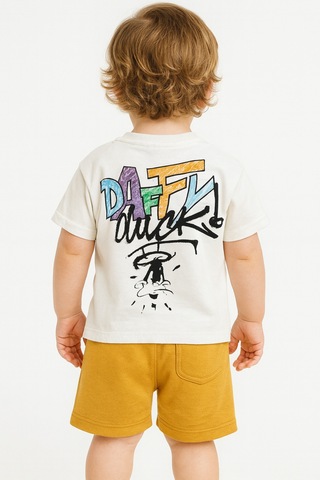 Uğur Bebe Daffy Duck Baskılı %100 Pamuk Yazlık 2 Li Set, Sarı Şortlu Rahat Günlük Giyim Ekru Ekru