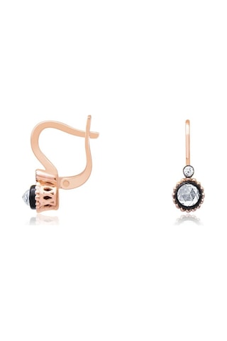 Diamond Line - Gülaylar - Pembe Altın 14 Ayar Elmas Görünümlü Küp N11.9223
