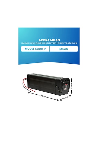 Arora Mılan Uyumlu Batarya 36v 8ah Elektrikli Bisiklet Bataryası Siyah