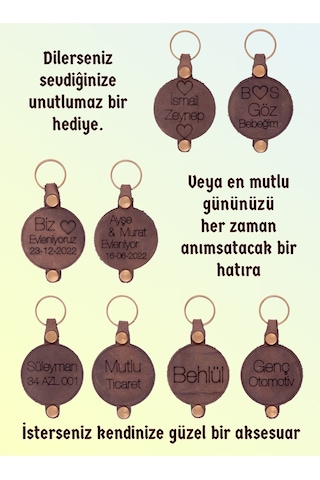 Kişisel Gerçek Deri Anahtarlık. Kişiye Özel İsim Yazılı An218014