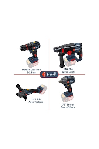 Stechend SXS403  20V 4.0/6.0Ah Akülü Alet Seti 7 Parça