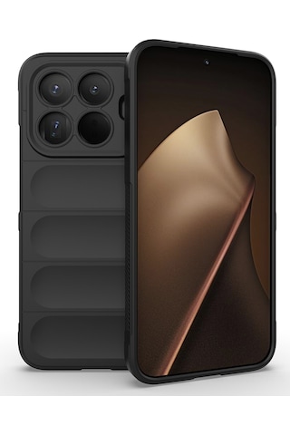 Xiaomi Mi 15t Pro Uyumlu Kılıf Esnek Tpu Oyuklu Arka Yüzey Tasarımlı Silikon Kapak Siyah