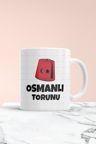 Osmanlı Torunu Baskılı Kupa Bardak Beyaz