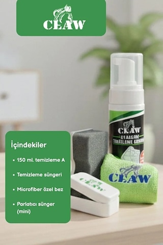 Sepet Pazarola 4'lü Set Spor Ve Deri Ayakkabı Bakım Seti Temizleme Köpüğü 150 Ml, Sünger, Mikrofiber Bez, Parlatıcı Sünger