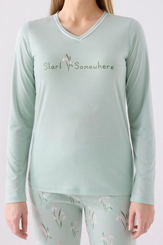 Arnetta 3062 Uzun Kol Kadın Pijama Takımı Yeşil