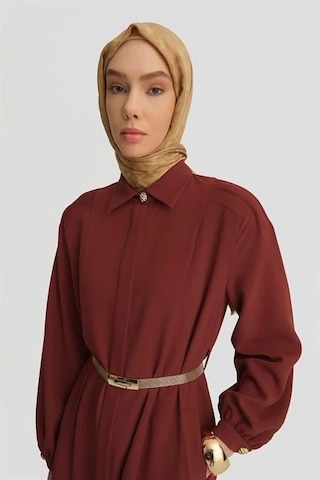 Armine Omzu Nervürlü Pardesü 25y8208 Koyu Kırmızı Koyu Kırmızı