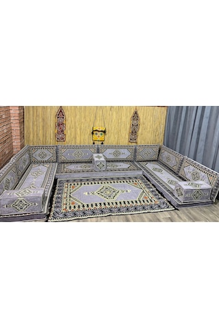 Coton Şark Köşesi Minder Takımı Konsept Gri 17 Parça